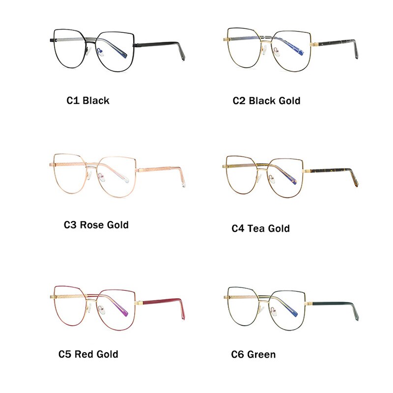 Gafas de ordenador con bloqueo de luz azul ojo de gato dorado, de , marco de gafas ópticas, transparentes, sin Dioptor
