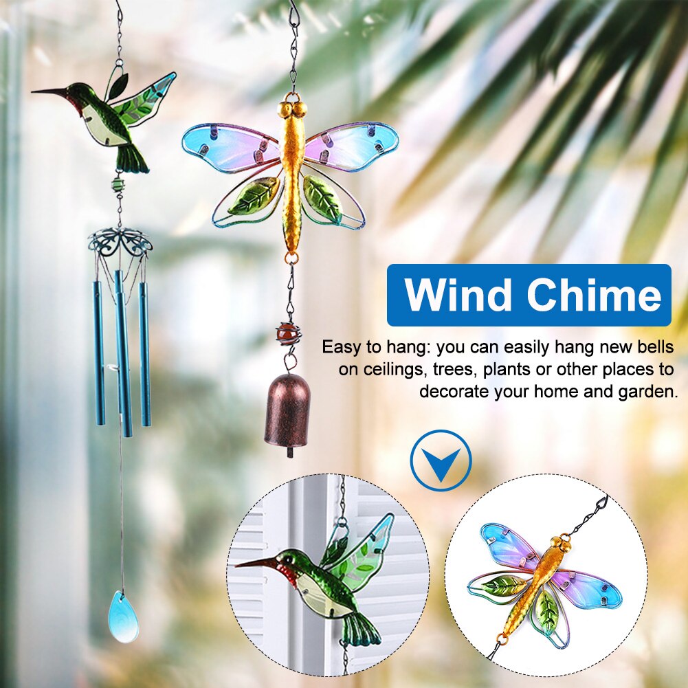 Mobile Hummingbird Dragonfly Romantic Hanging Garden Patio Home Decor Indoor Outdoor Art Craft Festival Wind Chime Balcony