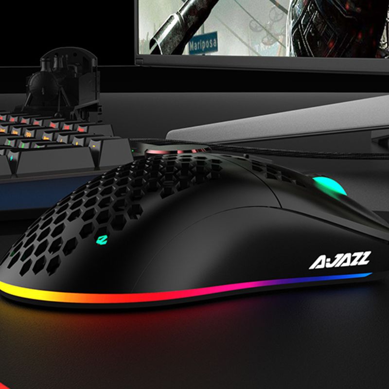 Ajazz AJ390 Gaming Mouse with 16,000 DPI Optical Sensor 6 Colors Wired Mouse Hollow-out Gaming Mouce Mice Adjustable 7 Keys