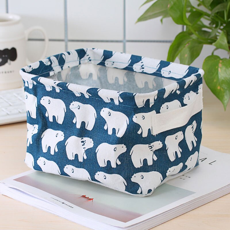 Ménage pliable coton grande capacité jouet de lavage vêtements sales panier de rangement articles de toilette tissu boîte de rangement articles divers stockage: Polar bear