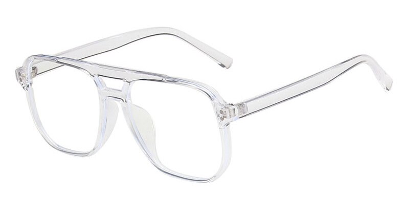 Montura de gafas de doble puente de gran tamaño para mujer, anteojos de piloto Vintage antiluz azul, montura óptica para ordenador: Transparent