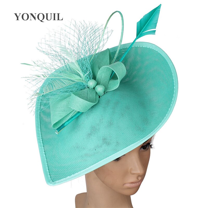 Linen Flowers Wedding Derby Hats Veils And Fascinators Bridal Hats With Face Veil Women&#39;s Formal Party Dinner Hair Accessories: emerald green