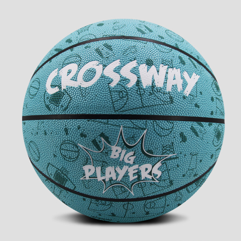 CROSSWAY Streetball Outdoor Indoor Size 7/6/5 PU Leather Basketball Ball Training Basket Ball Basketball Net outdoor sport ball: Number 6 blue