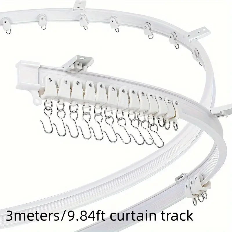 1-5m douchegordijnrails van aluminium en kunststof, flexibele plafondmontage met haken, perfect voor kamerverdelers en badkamers.: Rood