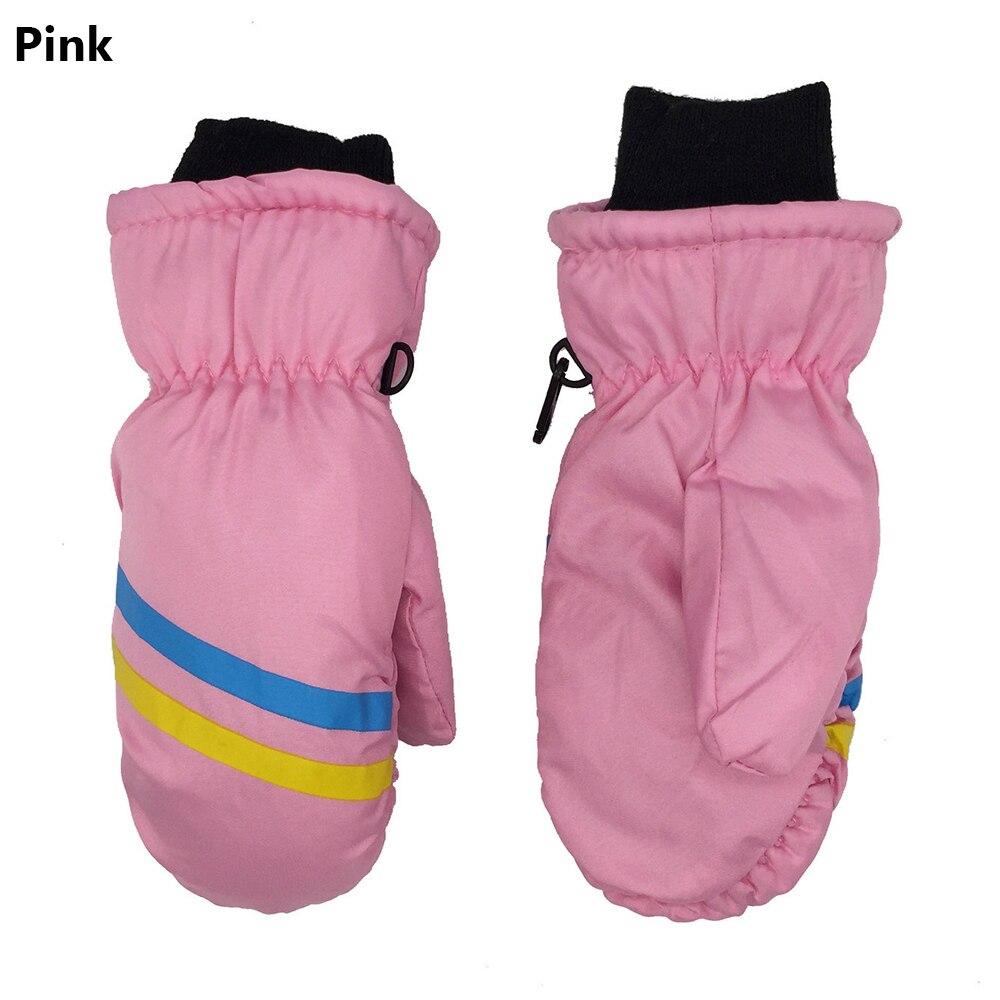 1Pair Children Kids Winter Warm Gloves Boy Girls Outdoor RidingSki Snowboard Windproof Waterproof Thicken Warm Mitten: Type2-pink