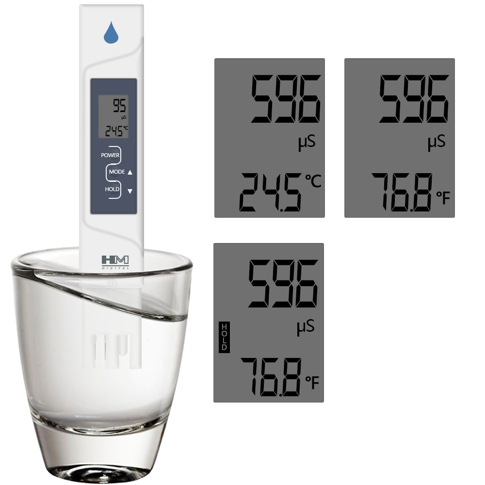 HM EC Meter Temperature Tester EC TEMP 2 In 1 Function Conductivity Meters Water Test Device EC Tester for Pool 30%OFF