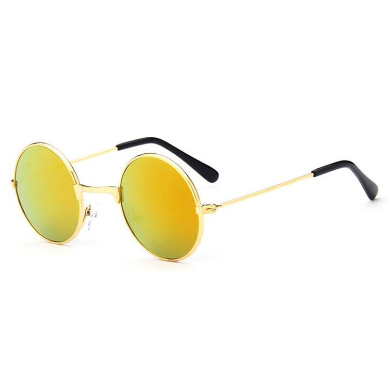 Metall svarta runda barnsolglasögon märke liten flicka/pojke baby barn glasögon glasögon oculos  uv400 små ansiktskostym för 2 ~ 6 ålder: Röd belagd