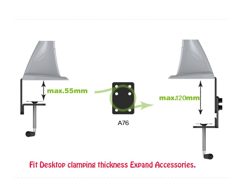 SPCC laminado en frío de acero de escritorio de sujeción extender piezas de accesorios DIY LCD LED Monitor titular de la Mesa de espesor ampliar Accesorios