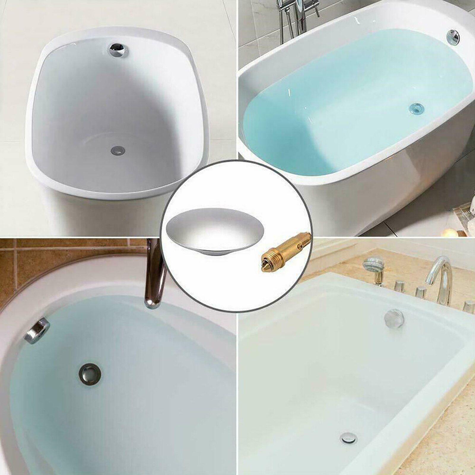 36/38/43/66/69mm Brass Bathtub Plug Replacement Bath Pop Up Waste Plug Only Flat Seal Brass Bathroom Tub Drain Drainer Strainer