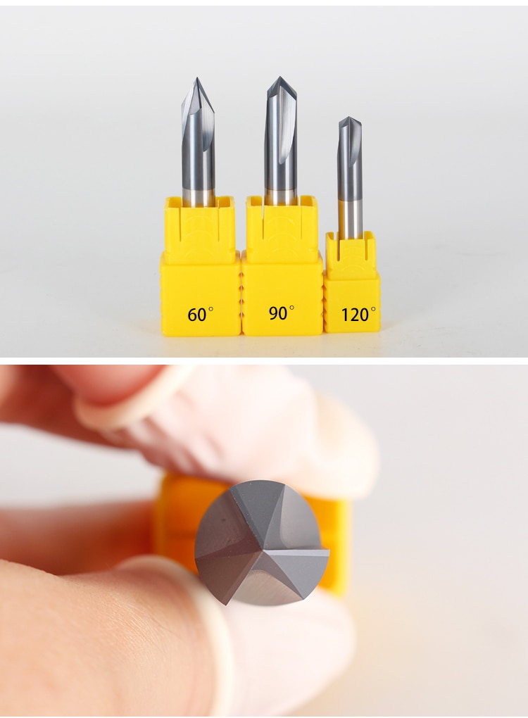 -1PCS,CNC solid carbide tungsten carbide steel Chamfer milling cutter,30&amp;45&amp;60 degree 3 flutes end mill