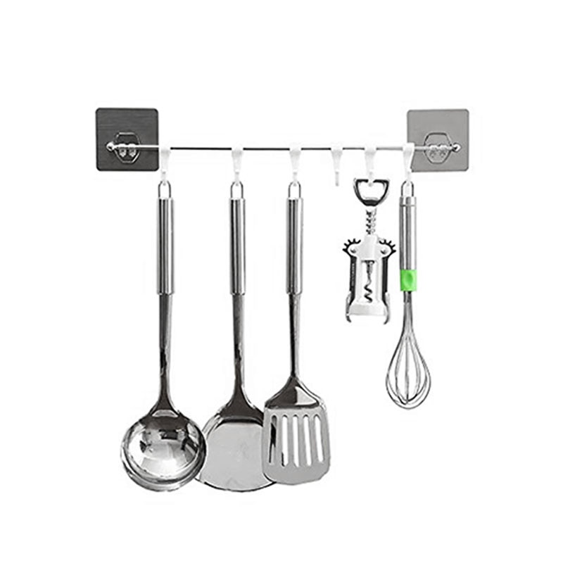 Barre murale cuisine support de rangement pour ustensiles spatule cocotte avec crochet mural étanche sans Trace Installation facile sans perceuse: Default Title