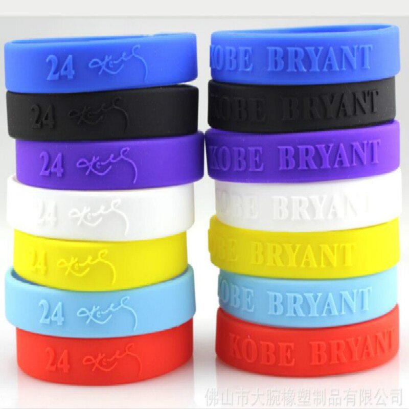 Pulsera deportiva de silicona para baloncesto, brazalete Bryant, pulsera de goma, brazalete de letras conmemorativas, joyería