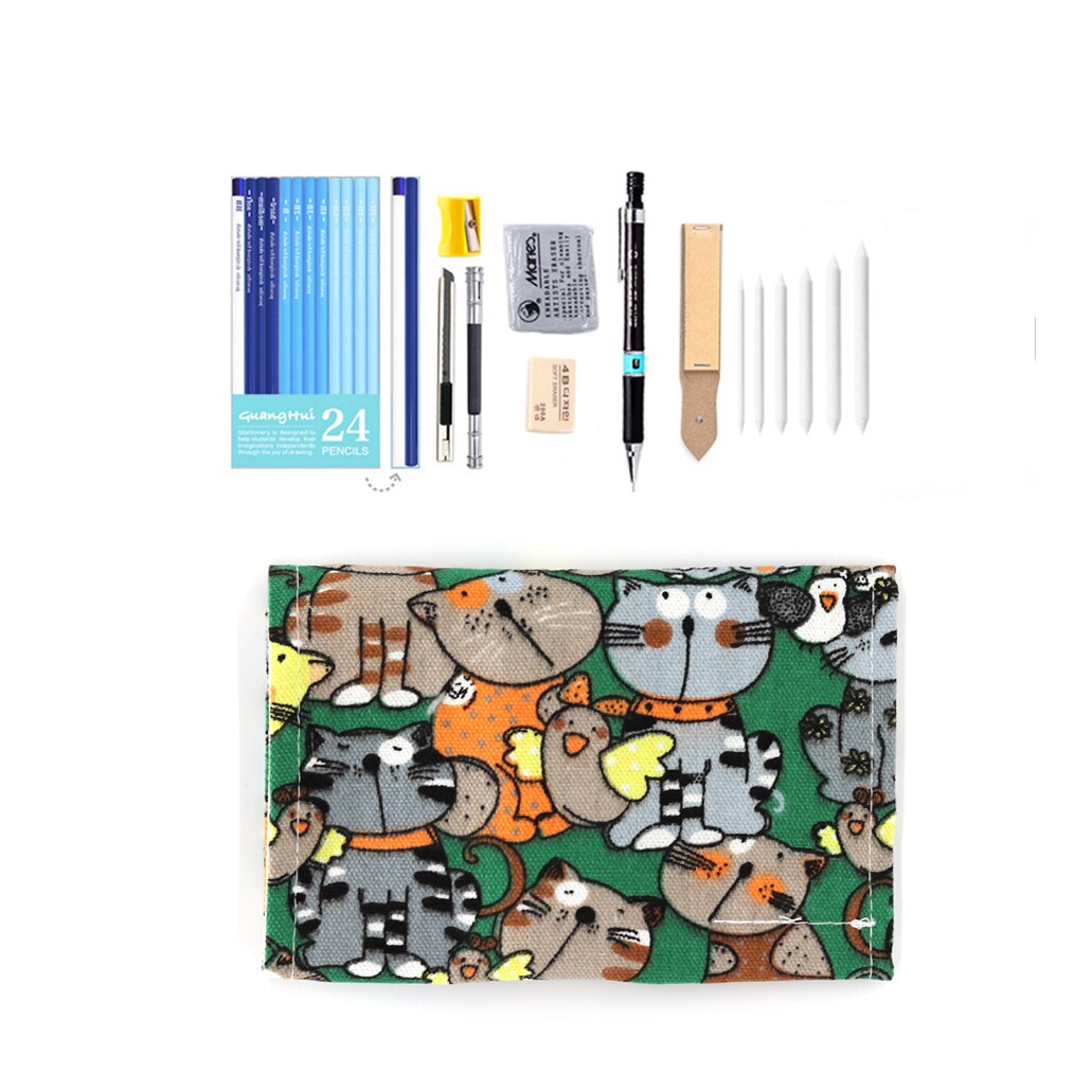 Professionele 28/38Pcs Schets Potlood Set Schetsen Houtskool Tekening Kit Hout Potlood Zakken Voor Schilder Scholieren Art levert: 38 Pencil bag set5