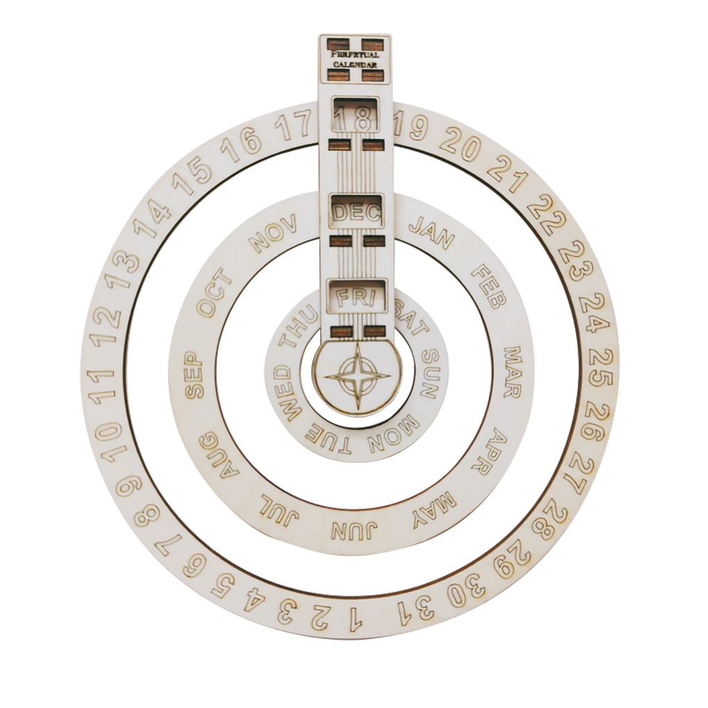 Hanging Perpetual Calendar Wooden Rotatable wall decoration Hand-Carved Adjustable Birthday Reminder Calendar Sign Board: Type 2