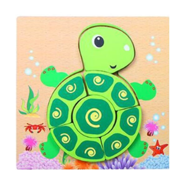 Houten kinderpuzzel met dieren, 4 stukjes, driedimensionale puzzel, schattige dierenvorm, felle kleuren
