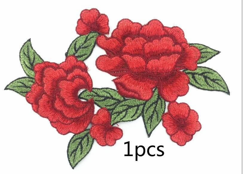 MAWAR  Per Pcs  AP713 Iron Rose Flower Patch / Floral Motif Clothes Emblem Iron On Embroidery Rose Flower Motif I.345950074