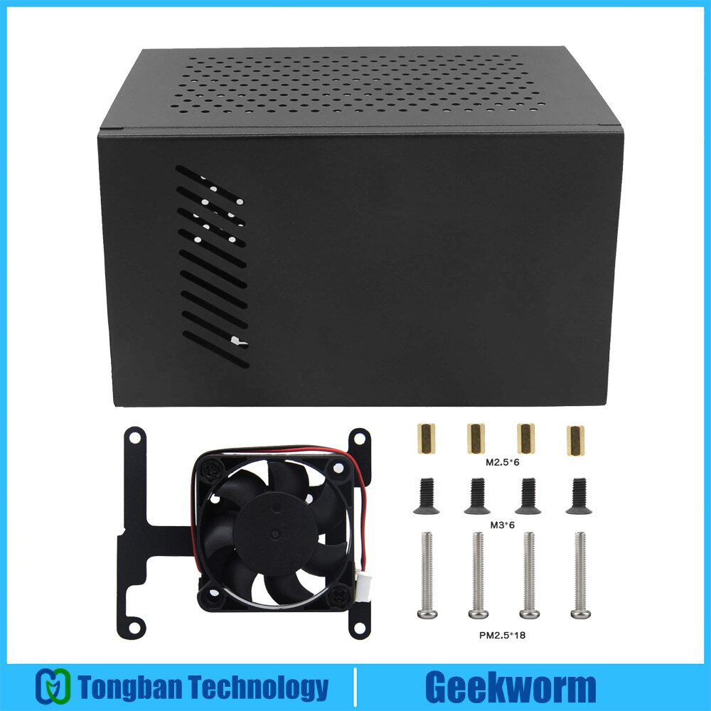 Geekworm – boîtier métallique X880-C1 avec ventilateur de refroidissement pour Raspberry Pi 4 et X880 Dual 2.5 &quot; / 3.5&quot; SATA (RPi &amp; X880 non inclus)