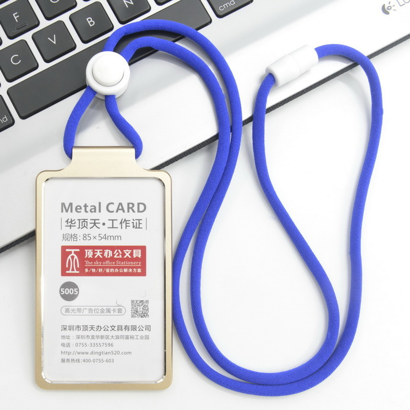 Funda para tarjetas de , portatarjetas de nombre de trabajo de aleación de aluminio, tarjeta de trabajo comercial, tarjeta de identificación, cordón, funda de bolsas de Metal: Morado oscuro