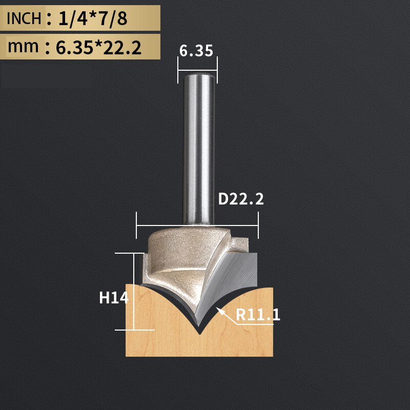 Herramienta de tallado de carpintería, punta de corte redonda, punta de carburo de tungsteno, broca enrutadora CNC para grabado en madera, vástago 1/2 1/4: 29 mm
