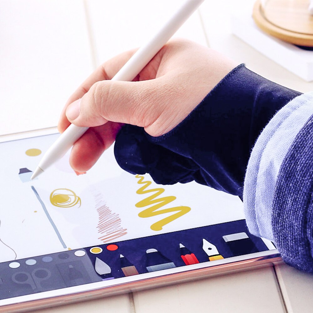 ANKNDO Two Finger Drawing Tablet Stylus Pen Gloves Anti-Fouling Anti-Touch Sweat-Proof Screen Touch Pen Glove For Ipad Pro