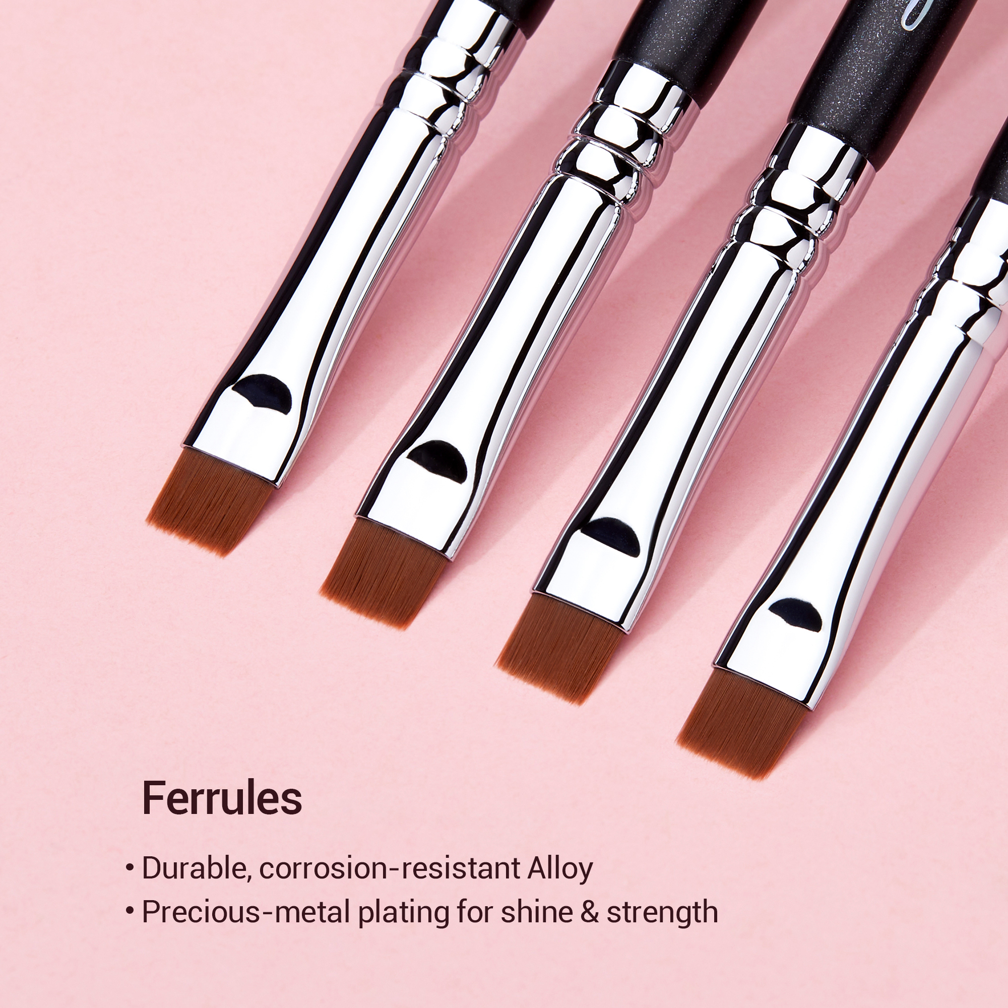Jessup-pincel delineador de ojos, pelo sintético de precisión, plano, maquillaje, cejas, mango de madera