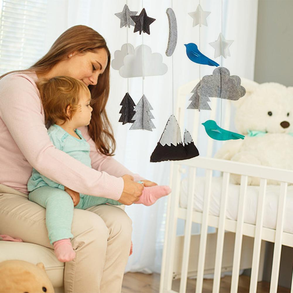 Handgemaakte Drie-Dimensionale Ornament Baby Crib Mobile Stars Wolken Vogels Baby Plafond Opknoping Nursery Decor