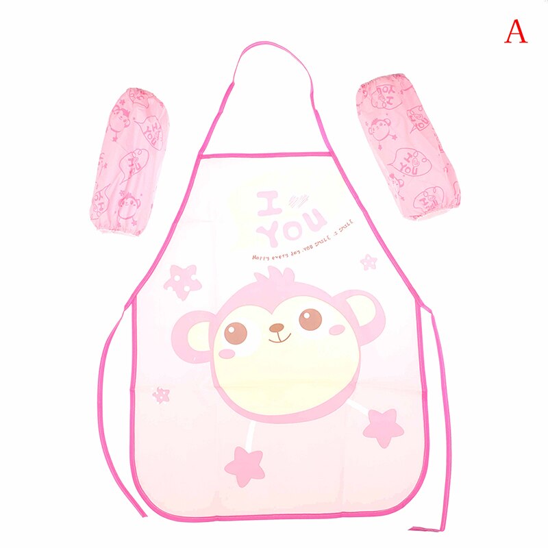 Cartoon kind schilderij schort kinderen beschermende mouwen zak kleuterschool keuken schilderen koken drinken enfant tafelschorten