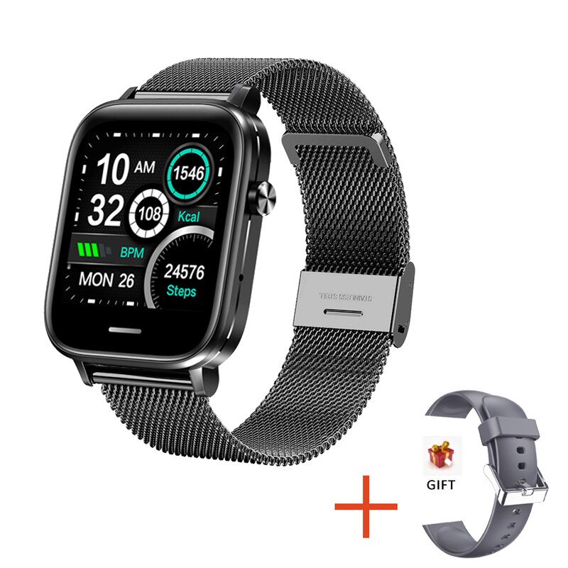 Clever Uhr Männer Frauen Herz Bewertung Blutdruck Sauerstoff Fitness Tracker Temperatur Sport Bluetooth Anruf Wasserdichte Smartwatch: Schwarz Stahl I