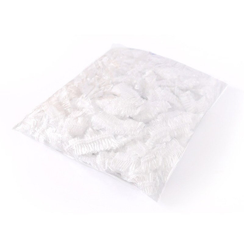 100Pcs Waterproof Shower Caps Hats Women Men Disposable Elastic Plastic Shower Bath Caps For SPA Hair Salon: White