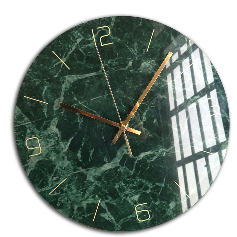 Grün Marmor Wanduhr Einfache Dekorative Kreative nordisch Moderne Marmor Uhren Zauberstab Uhr für Wohnzimmer Küche Büro Schlafzimmer