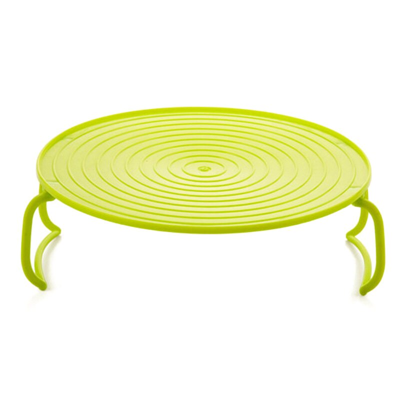 4 In 1 Microwave Plastic Stand Shelf Mini Heating Food Tray Cooling Rack Multifunction Kitchen Tool DIN889: Green
