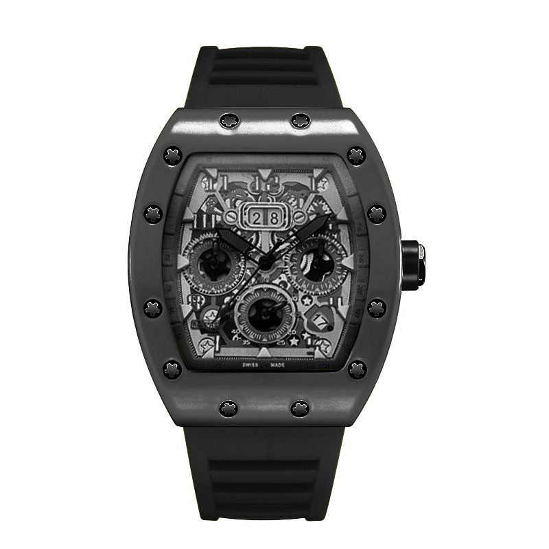Reloj de pulsera de cuarzo de lujo para hombre, hueco, tendencia, ninguna máquina, reloj automático de cuarzo hueco luminoso resistente al agua para hombre: Blanco