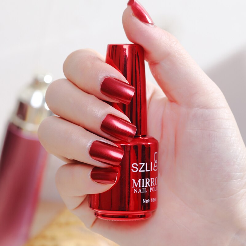 12ColorFashion Spiegel Nagellack Silber Lila Rose Gold Farbe 6ML Langlebige Nagellack Mädchen Nette Nagel dekoration ToolTSLM2