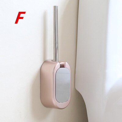 Escobilla de baño portátil de oro rosa de lujo, conjunto de herramientas de limpieza de inodoro, escobilla de baño colgante de pared: F