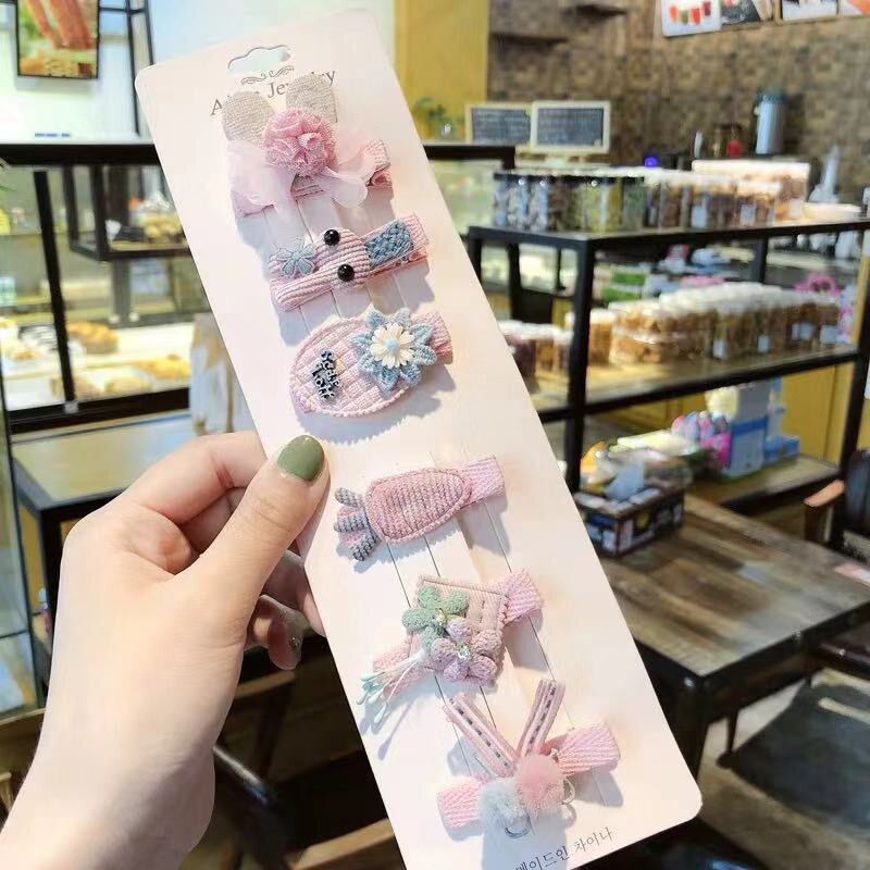 6 Stks/set Mooie Haaraccessoires Voor Kids Kinderen Roze Kant Bal Bloem Haarspelden Meisjes Prachtige Ster Dier Haar Clip Hoofddeksels: 4