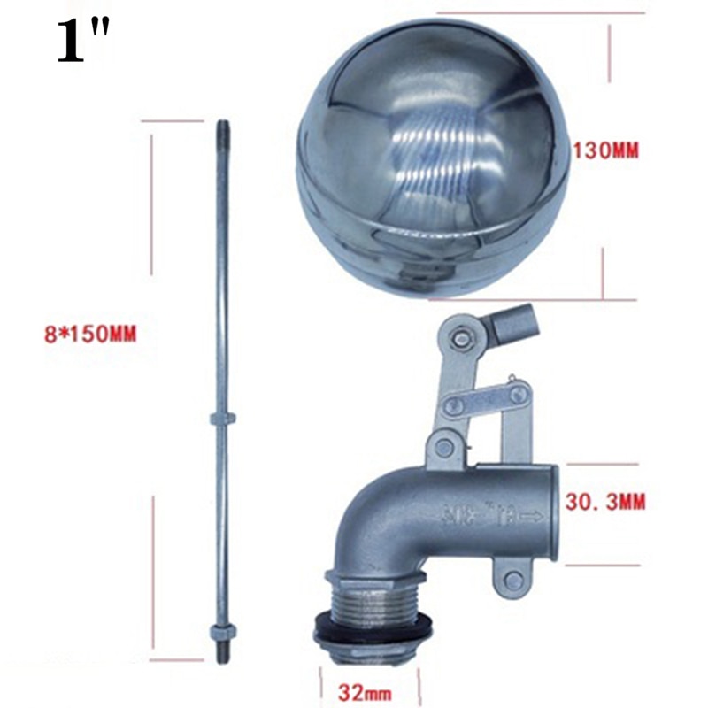 1/2" 3/4" 1" Stainless Steel 304 Adjustable Float Valve Water Tank Bend Elbow Floating Ball Valve Flow Cistern/Expansion