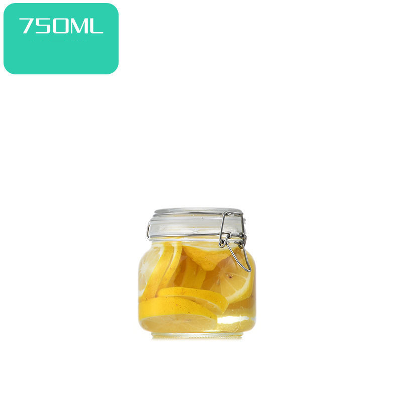 Botella de vidrio sellada para cocina, tarro de almacenamiento para alimentos, pepinillo, fruta enlatada, transparente, boca grande, para el hogar: green