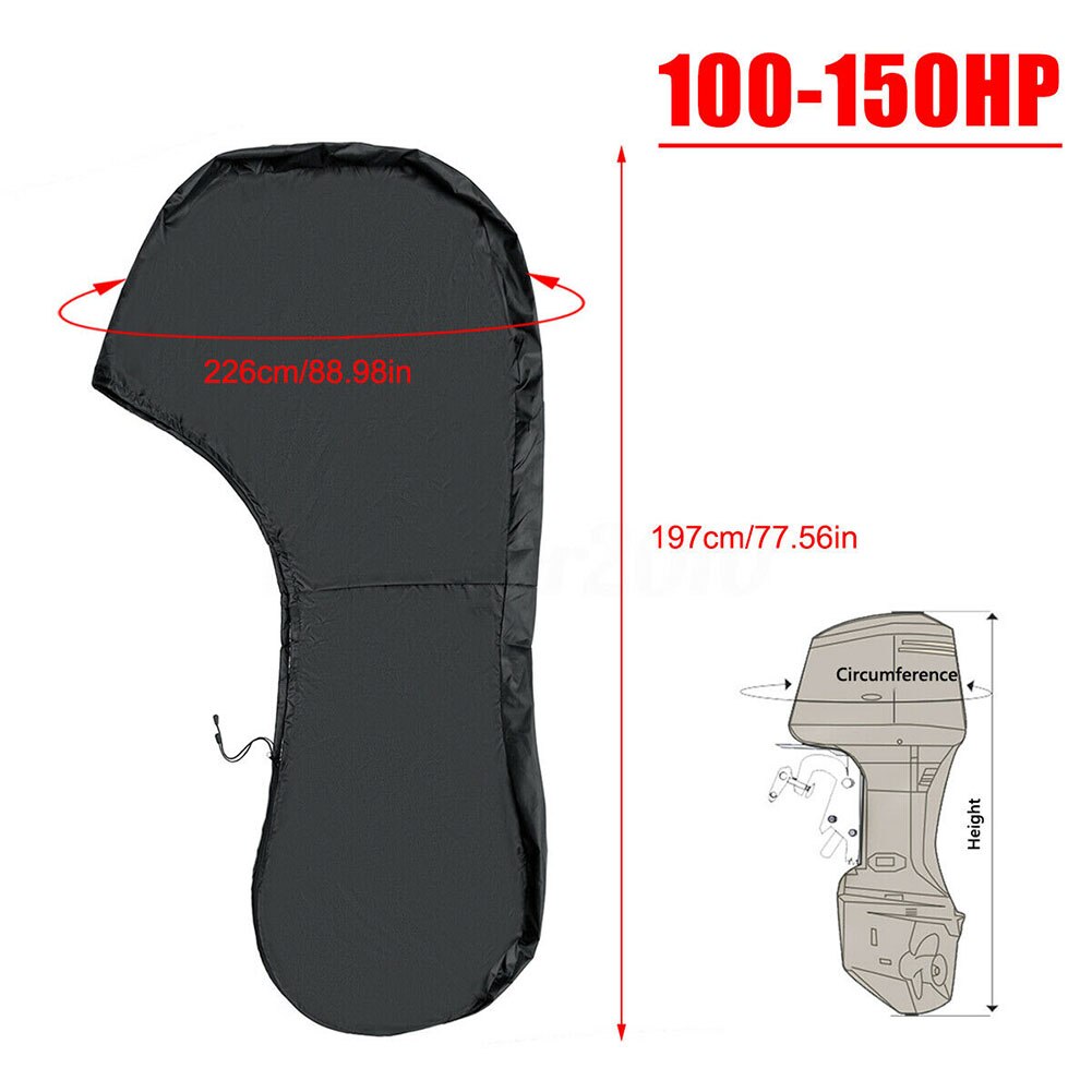 Outboard Boat Waterproof Shelter Accessories Rain Coat Portable Engine Protector Full Motor Cover Outdoor Dustproof Oxford Cloth: 100-150HP