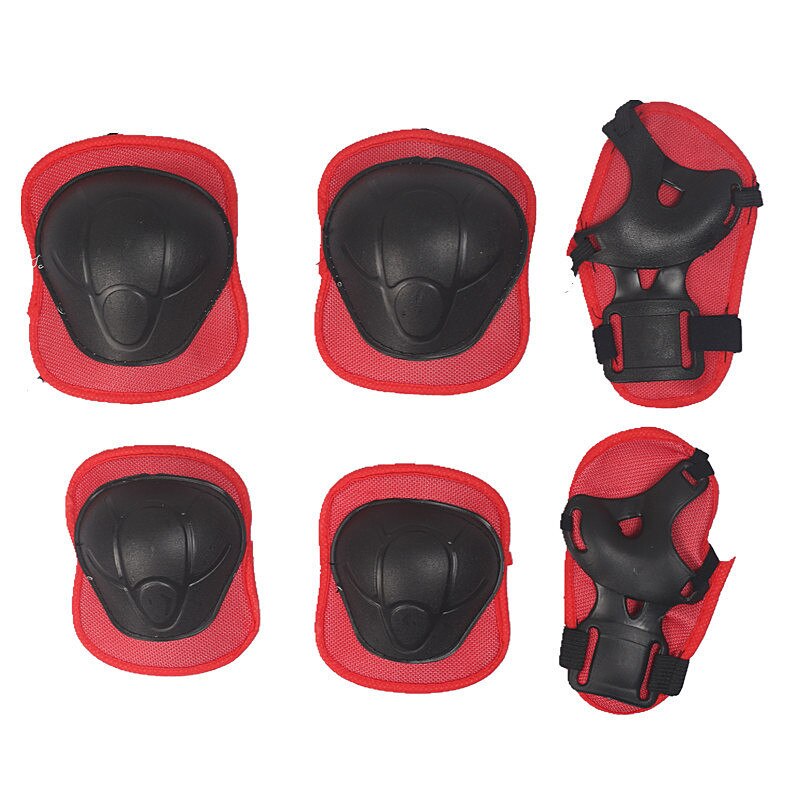 6/7 PCS Children Outdoor Sports Protection Sets Three Colors Skating Protective Gear Set Roller Wrist Guards Elbow Pad Knee Pad: Red 6pcs