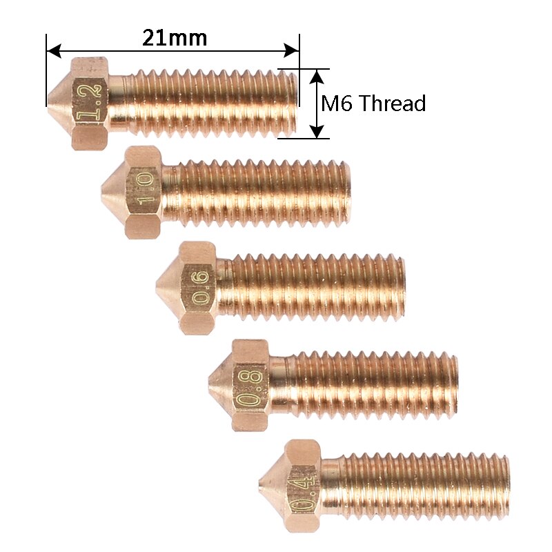 1PC Brass Volcano Nozzle M6 3D Printer Brass Extruder Nozzle 0.4/0.6/0.8/1.0/1.2mm For 1.75/3mm Filament For 3D Printer Parts