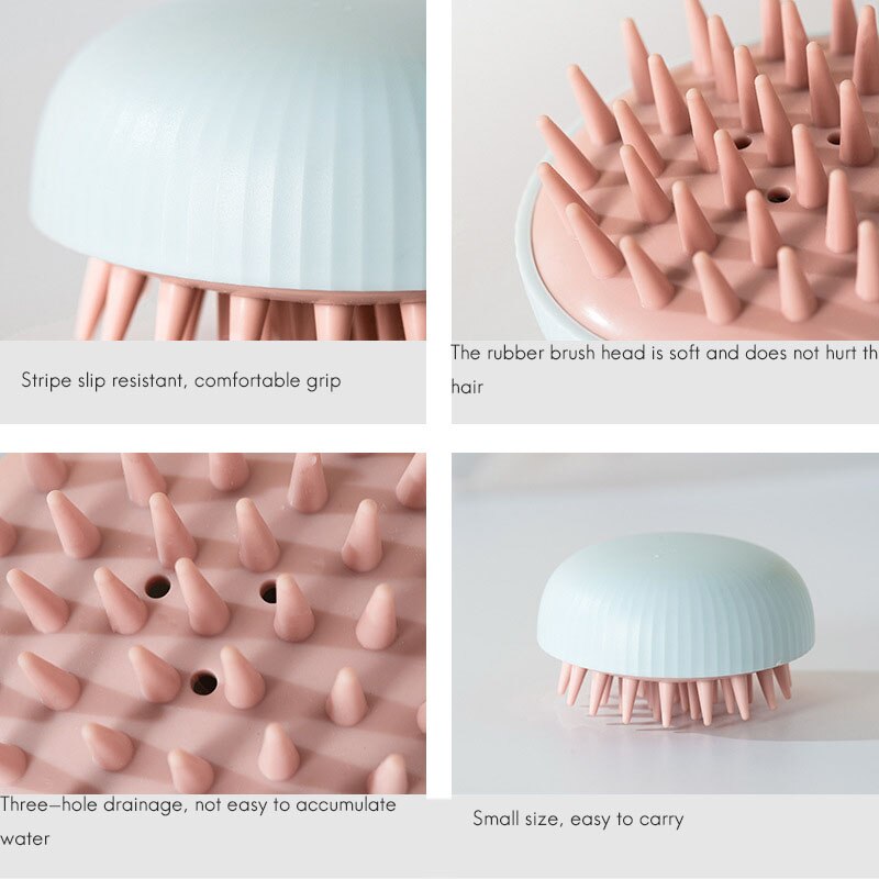 Massage Borstel Drie Gaten Zachte Siliconen Shampoo Borstel Nat En Droog Antislip Massage Borstel