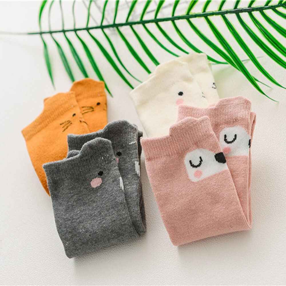 Primavera outono unisex bebê menino moda dos desenhos animados médio meias longas com orelhas de salto crianças meias joelho de algodão alto crianças meias da menina