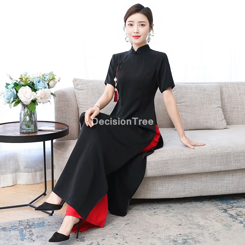 Ensemble robe et pantalon chinois traditionnel aodai, cheongsam, tenue de soirée moderne et élégante, vietnam,