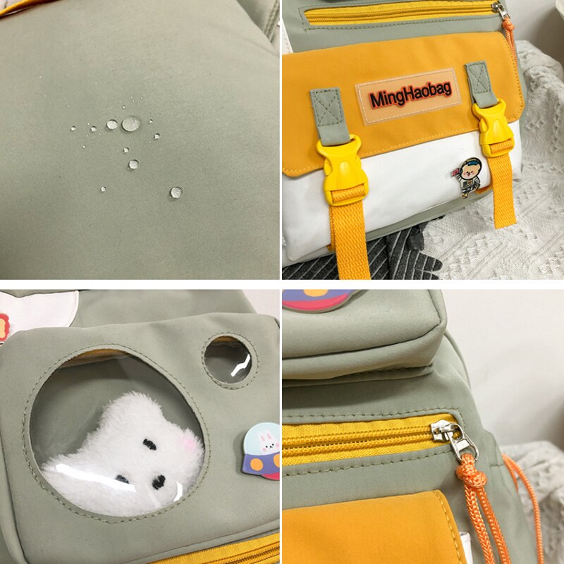 Kawaii Nylon Vrouwen Rugzak Mode Waterdichte Rugzak Voor Tienermeisjes Schooltas Leuke Student Boekentas Reizen Mochila