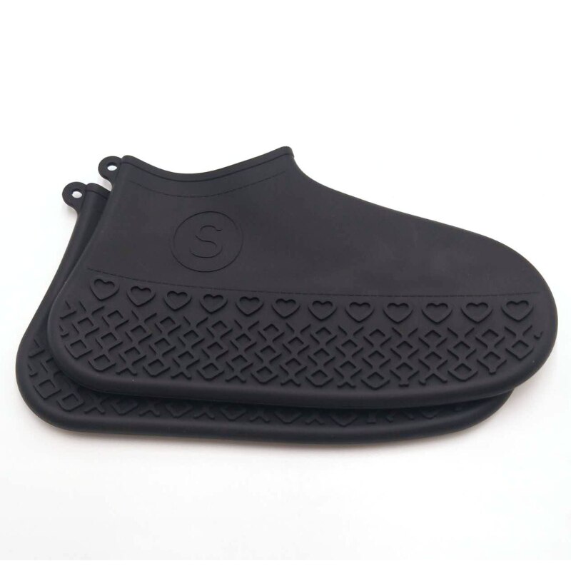 Waterdichte overschoenen voor fietsen, herbruikbare siliconen latex schoenen, elastische overschoenen ter bescherming van schoenen, accessoires, stofhoezen: Zwart / M