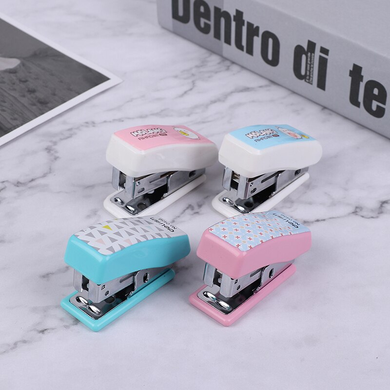 1 Pcs Cartoon Mini Stapler Set Office School Supplies Staionery Paper Clip Binding Binder Book Sewer