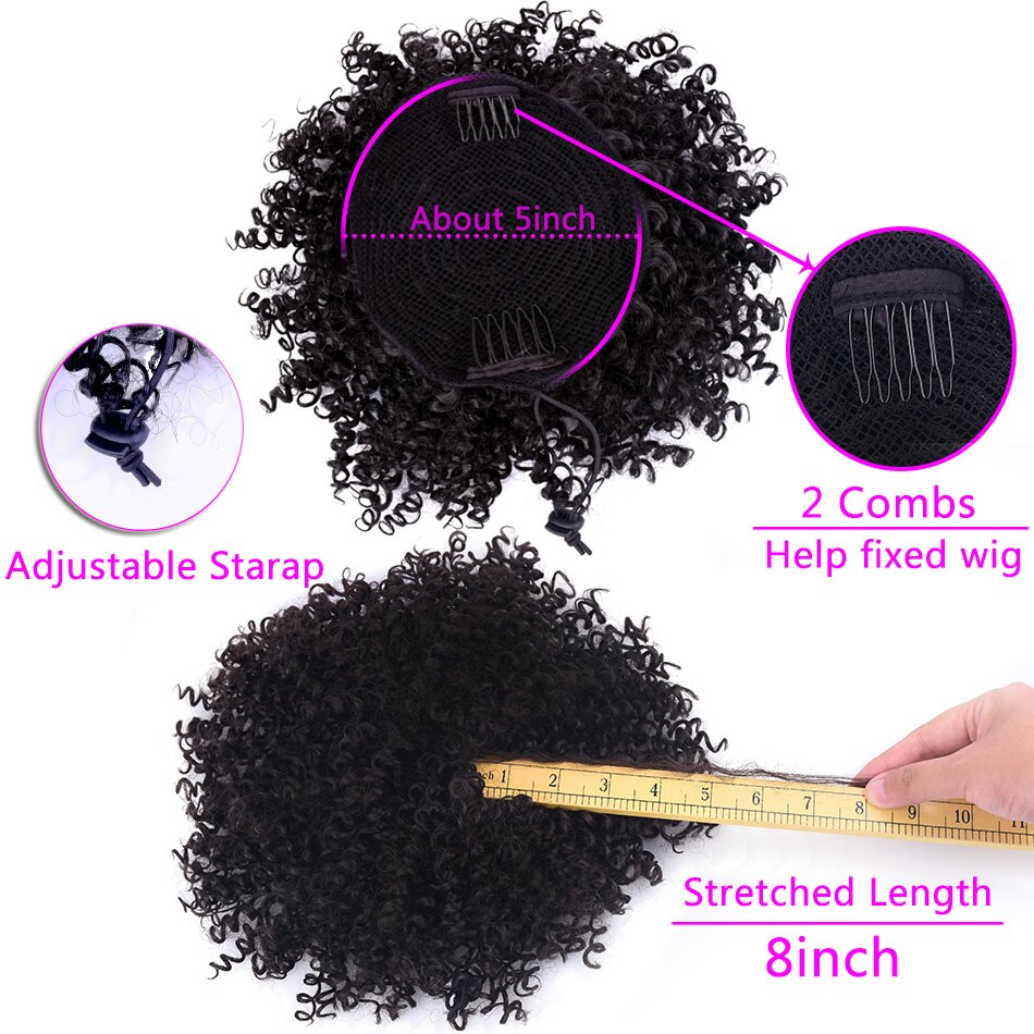 Court synthétique Afro bouffée crépus bouclés cordon queue de cheval cheveux Chignon perruque Chignon postiche pour les femmes Updo Clip dans l'extension de cheveux