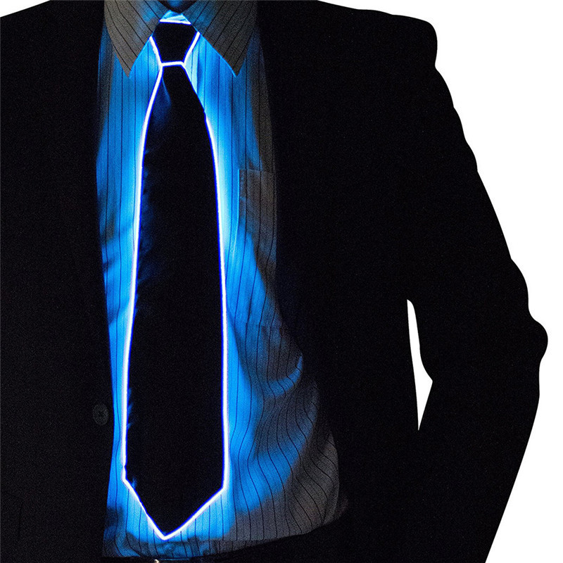 Men Glowing Tie EL Wire Neon LED Luminous Party Haloween Christmas Luminous Light Up Decoration DJ Bar Club Stage Prop Clothing: Blue