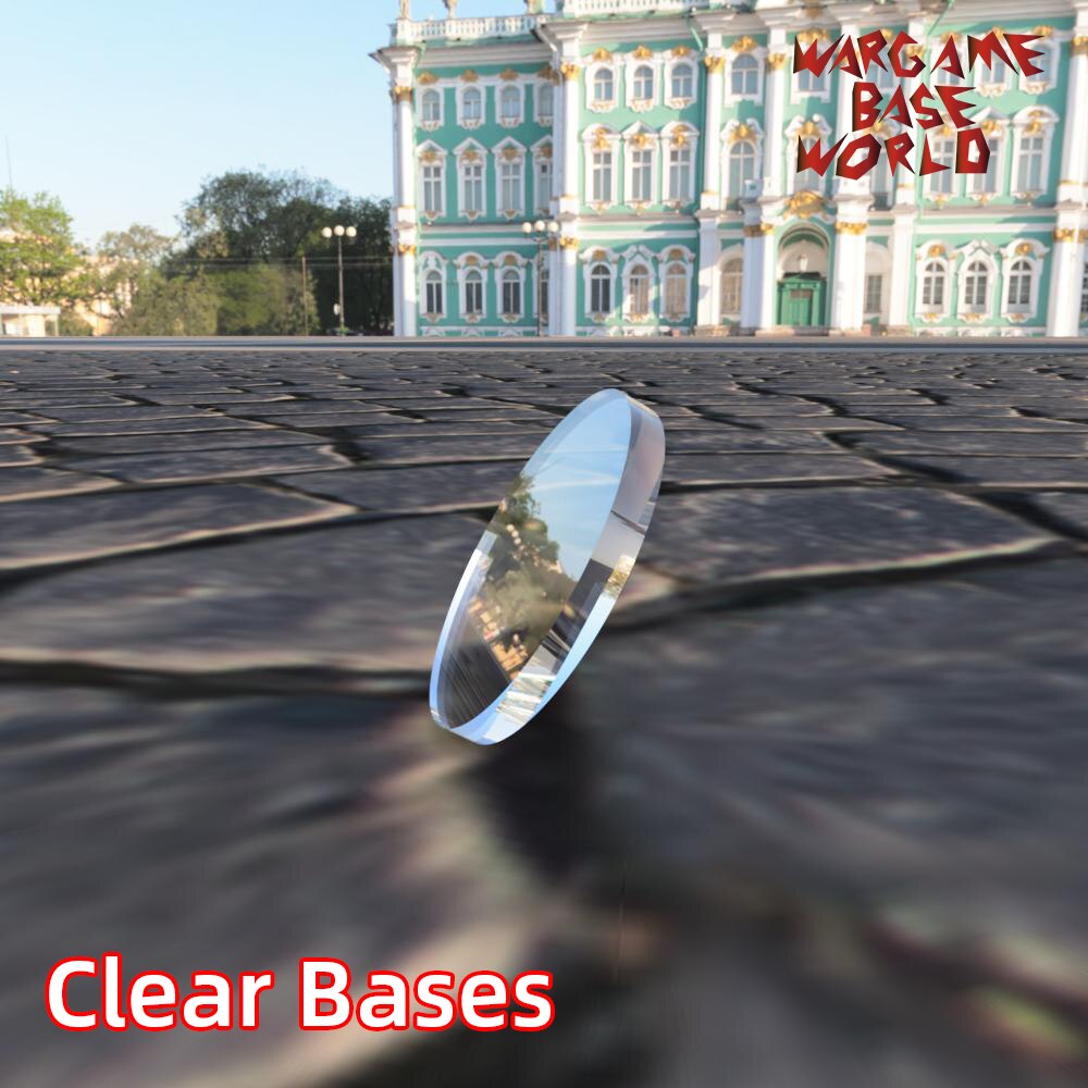 Wargame base world - gennemsigtige / klare baser til miniaturer  - 32mm klare baser