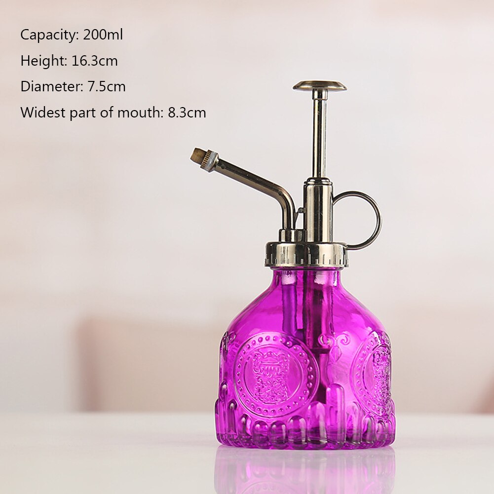 Regadera Retro para plantas, botella de vidrio, rociador de agua para riego de flores, suministros de riego de jardinería, 200ML: purple 200ml
